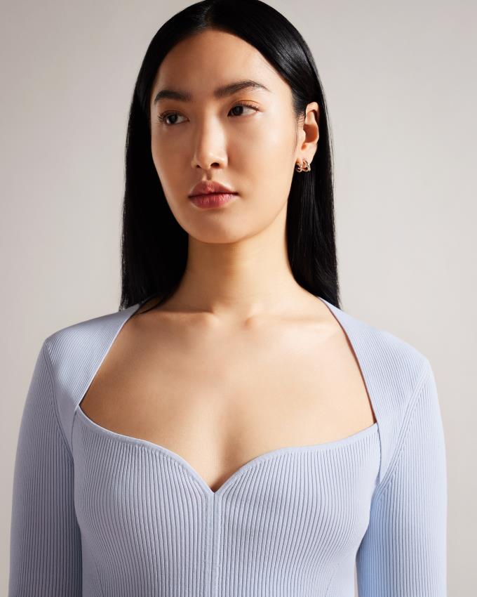 Hauts Ted Baker Sweetheart Neckline Knitted Bleu Femme | UNS-43070063